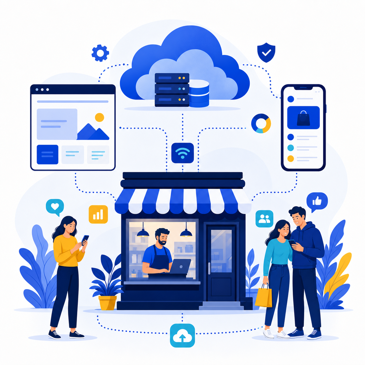 Tecnologia conectando empresas, clientes e serviços digitais